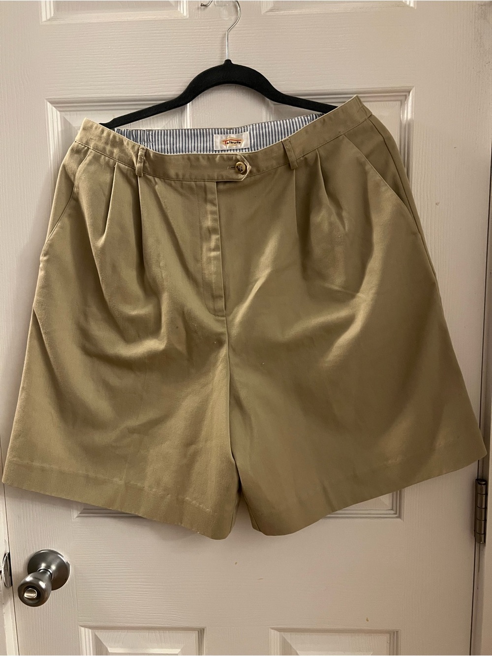 Talbots Women's Khaki High-Rise Pleated Bermuda/Walking Shorts